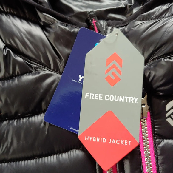 Free Country Black Hybrid Hooded Jacket Size Girl's Large 14/16 NEW with TAGS - Picture 13 of 14